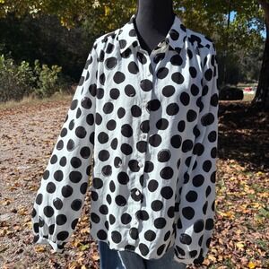 Vintage NYDJ Retro Chic Polka Dot Long Sleeve Sheer White Black Office Siren S